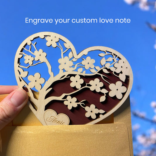 Personalized Wooden Valentines Gift | Customized Cherry Blossom Keepsake