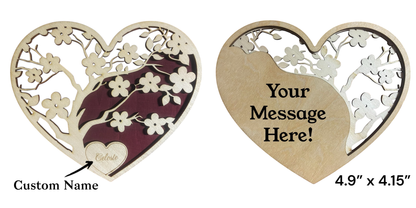 Personalized Wooden Valentines Gift | Customized Cherry Blossom Keepsake